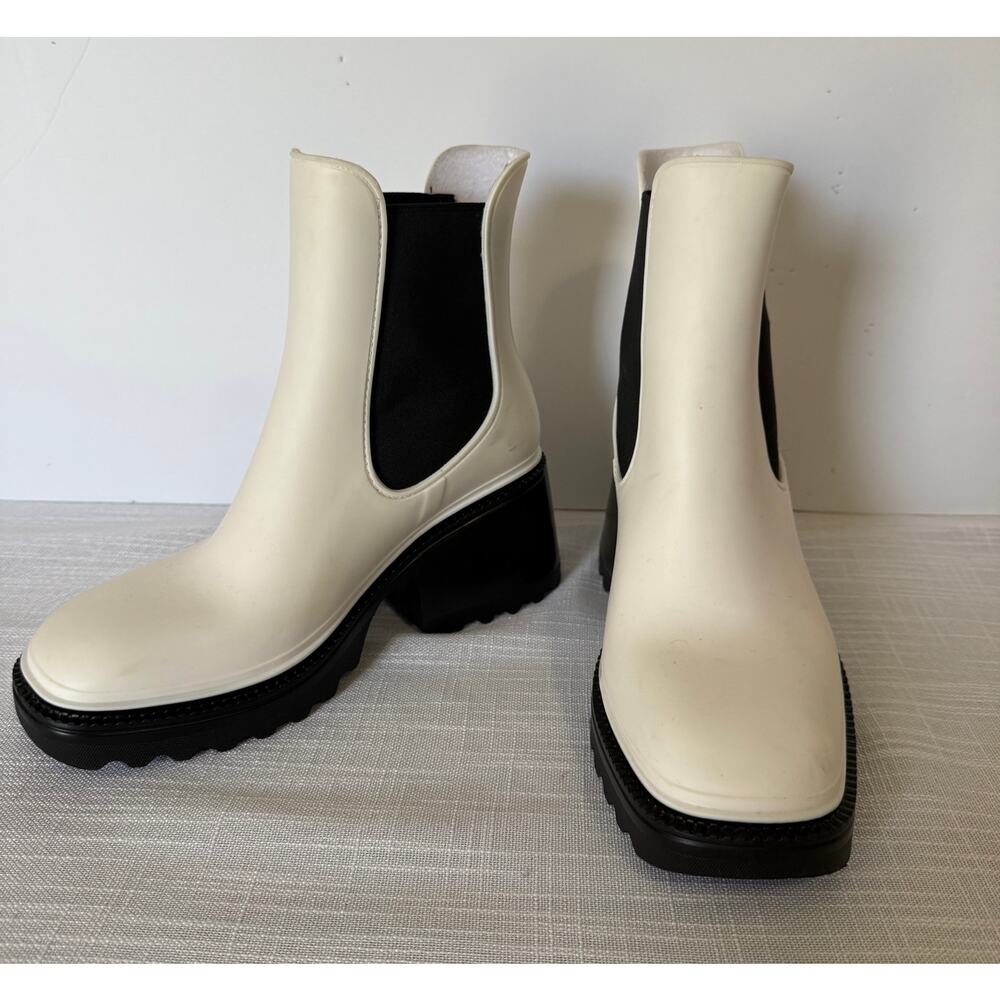 Circus NY White & Black Chelsea Ankle Boots Size 8 Waterproof Chunky Block Sole - Picture 5 of 10